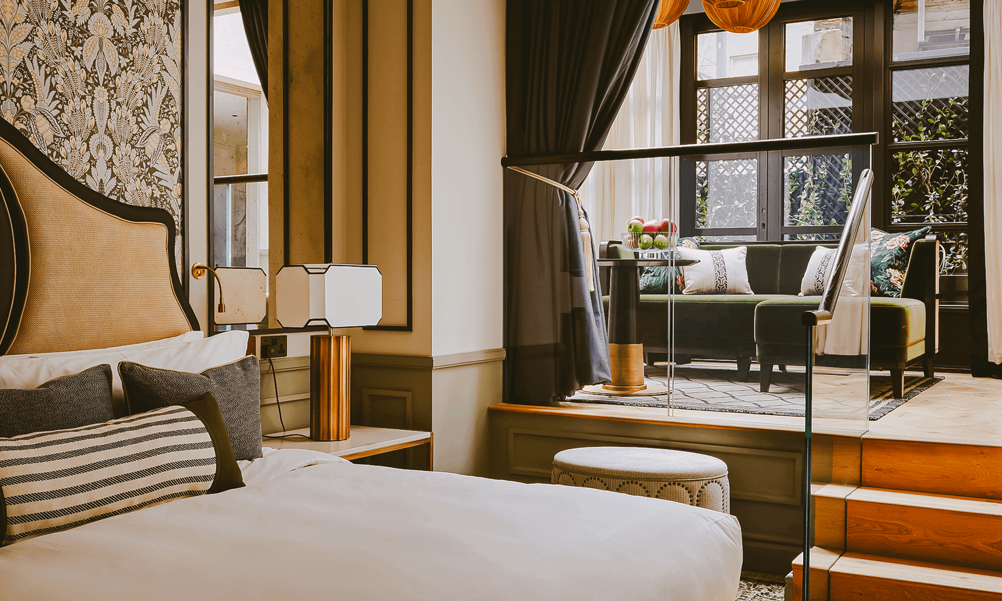 Close up of bed inside the Garden Suite at The Mayfair Townhouse