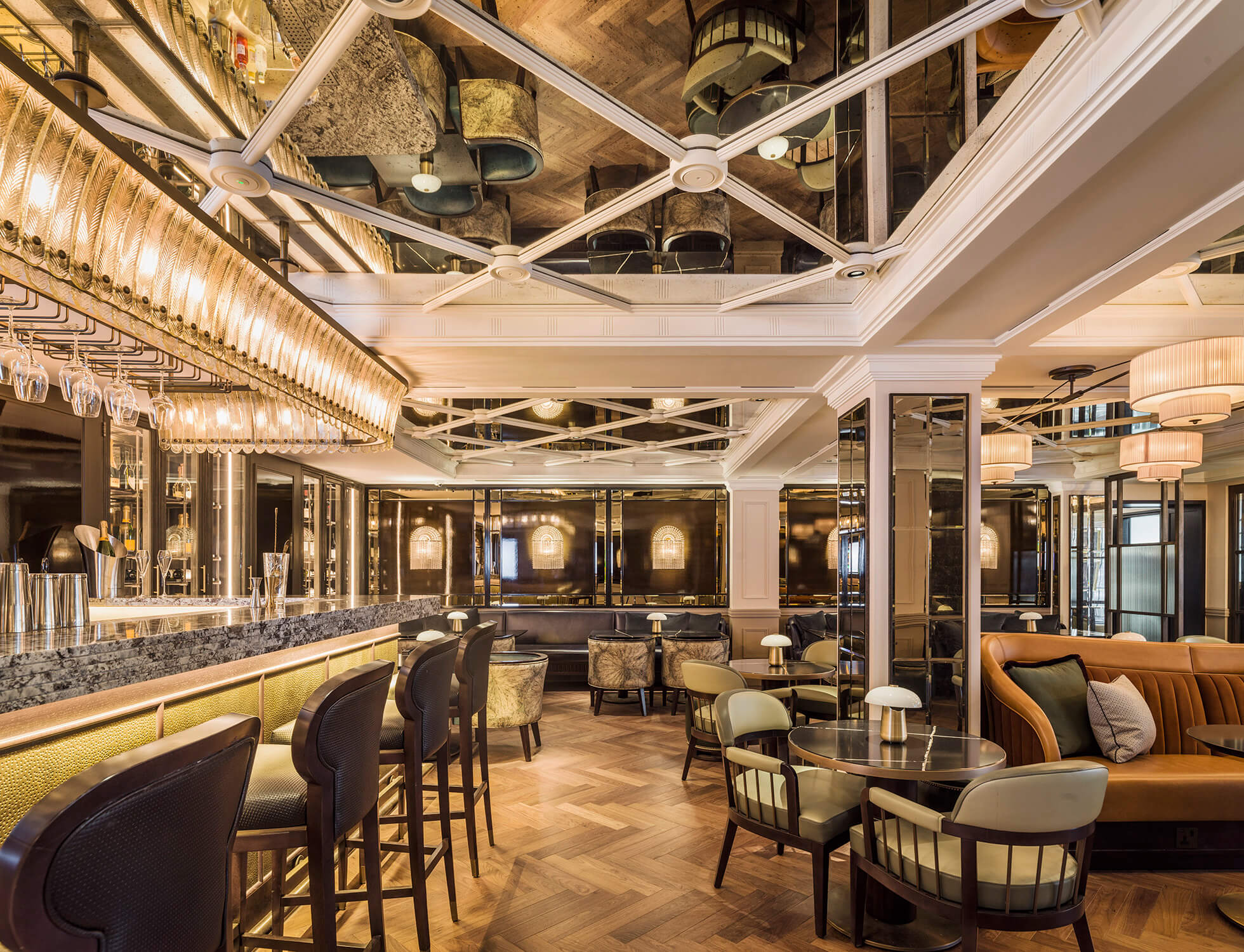 Side view of the bar at The Dandy Bar at The Mayfair Towhouse