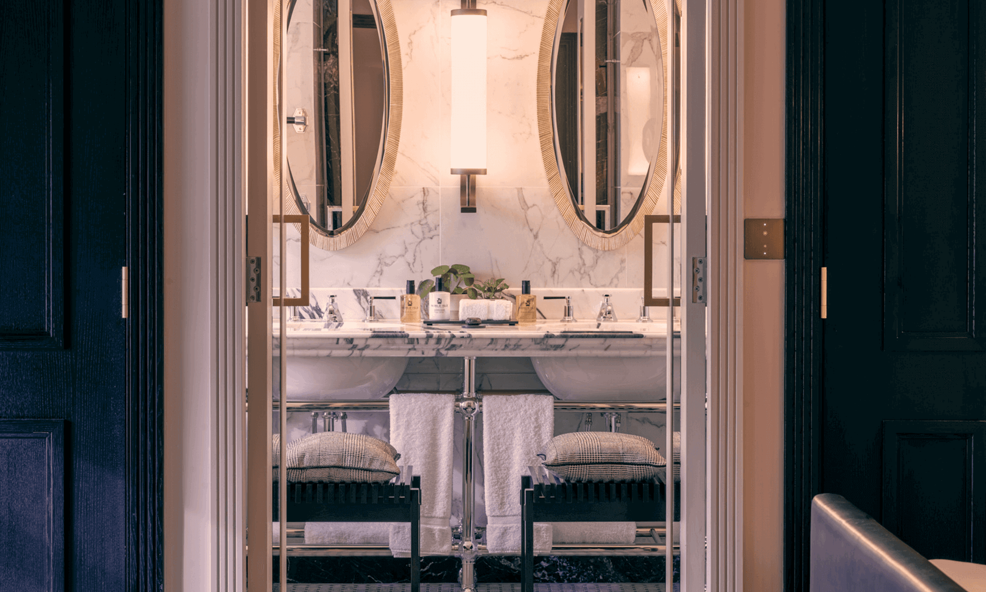 View of bathroom sink from Suite at The Mayfair Townhouse