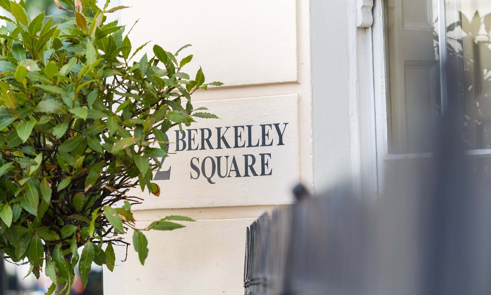 Day time view of Berkeley Square sign in London