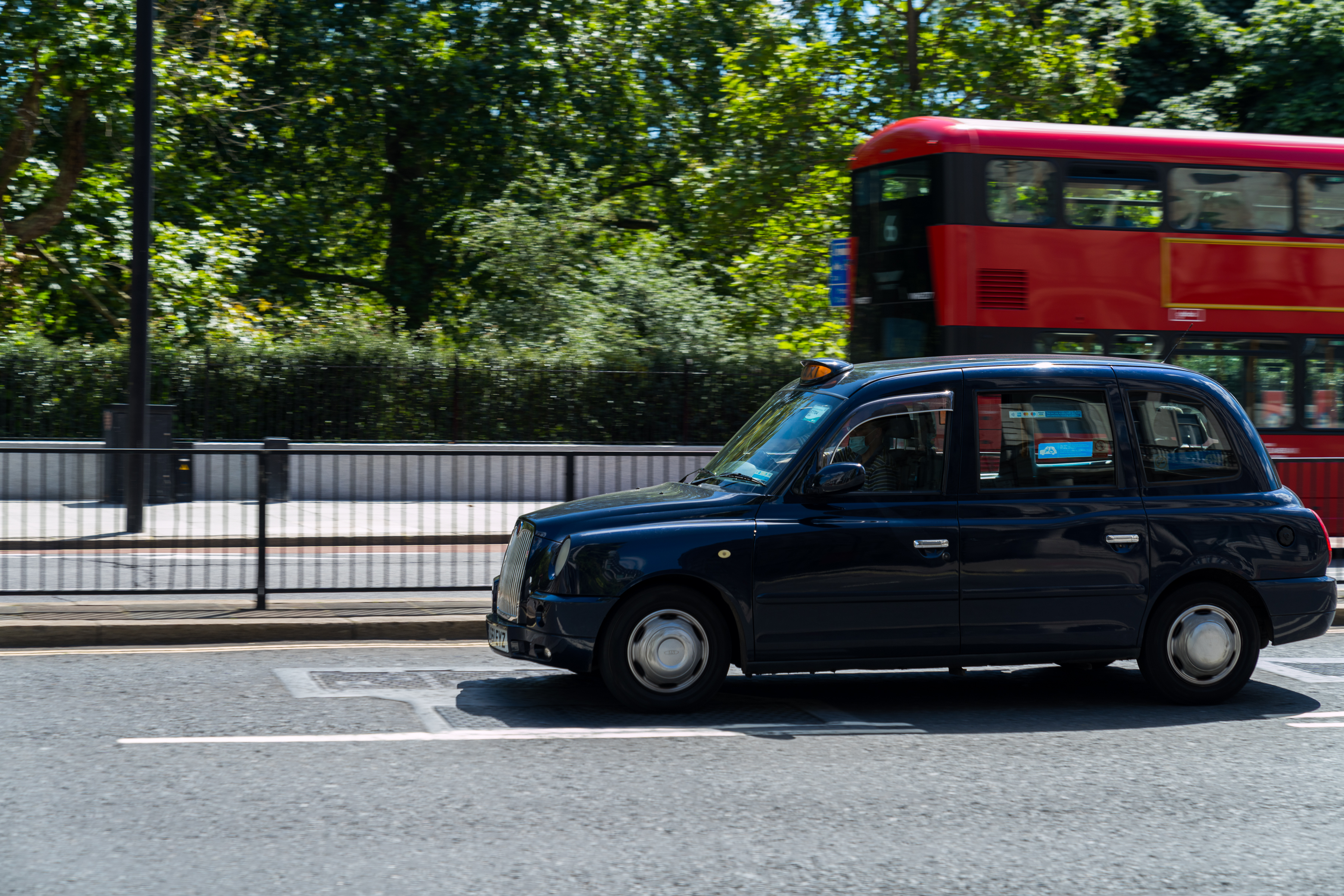 Taxi and bus in London
