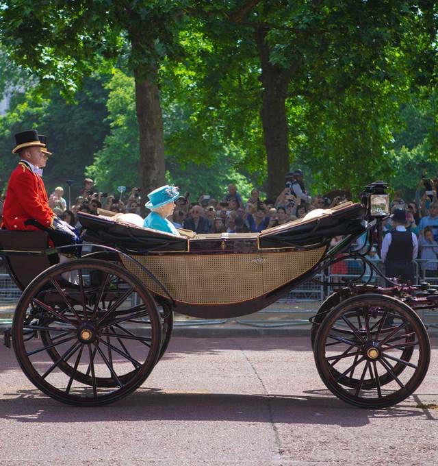 Queen inside horse carriage at the Platinum Jubilee Celebration