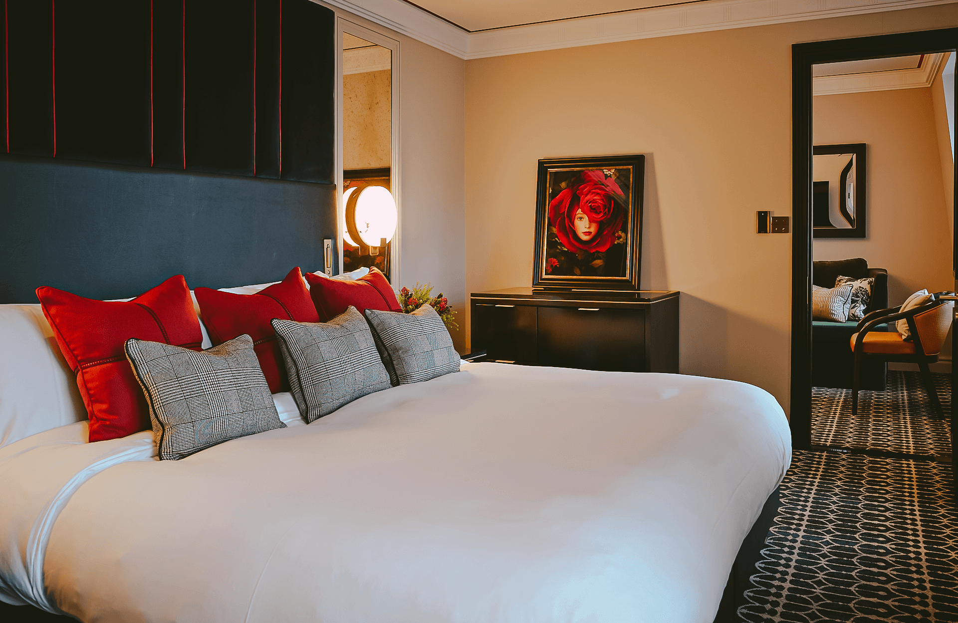 Double bed inside the Green Park Suite at The Mayfair Townhouse in London